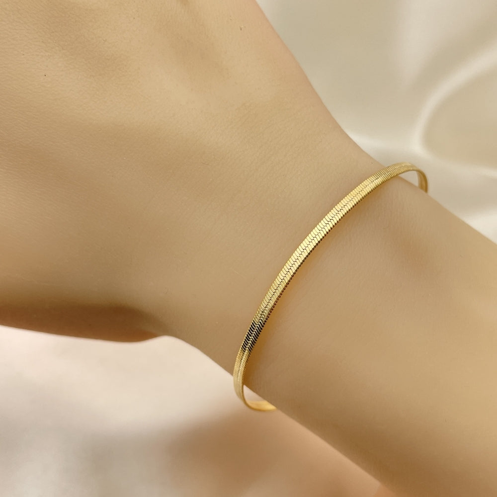 7" 14k Herringbone Bracelet Gold Filled Style Minimalist Handmade 03.02.0095.07