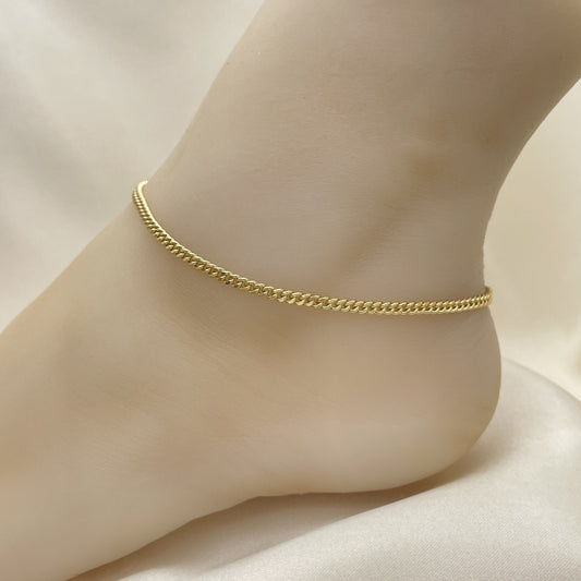 03 MM Gold Anklet - Miami Cuban Link Handmade with the Highest Gold Filled Style Craftsmanship - Gold Filled Anklets 04.213.0095.10