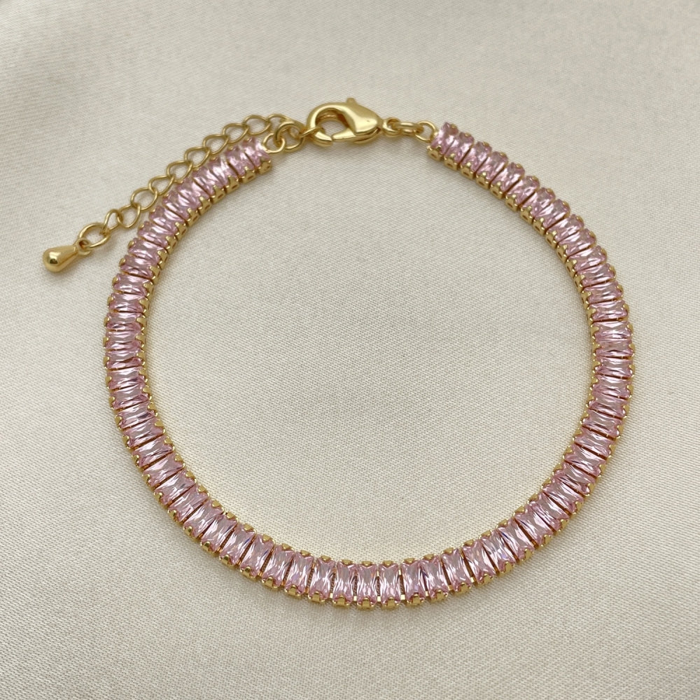 7" Pink Sapphire Flat Tennis Bracelet - Handmade w/ the Highest Craftsmanship Gold Filled Bracelet - 03.130.0008.3.07