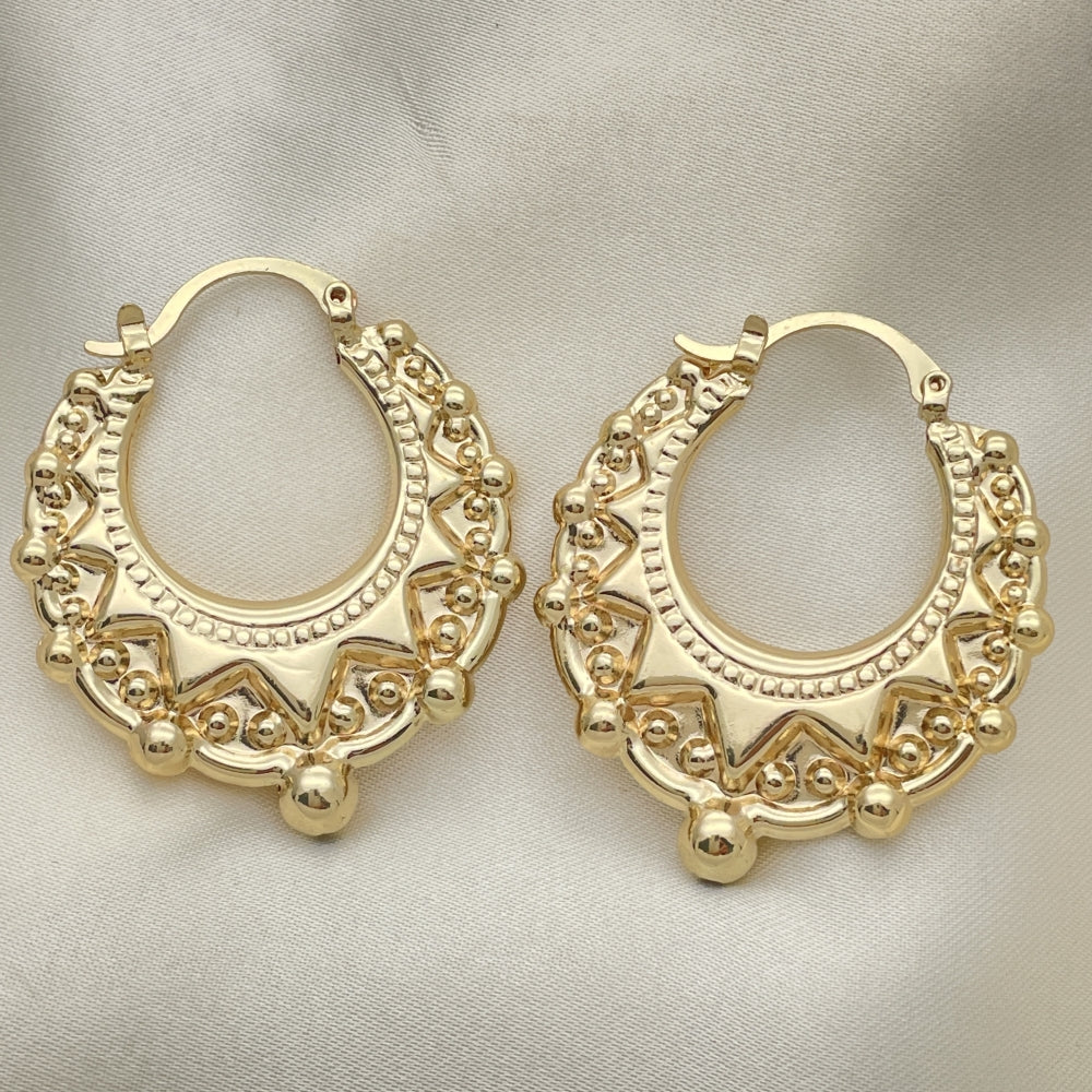 Puff Hoops Chunky & Thick Lightweight Handmade Shrimp Bold Gold Earrings, Light Weight Stampato Gold Filled Style Hoops 02.163.0133.35