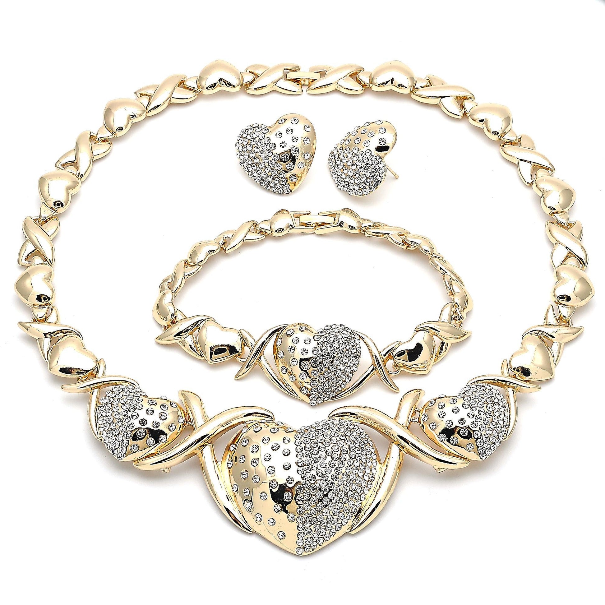 HUGS &KISSES Xo Set Necklace Bracelet Earrings Ring Gold Filled