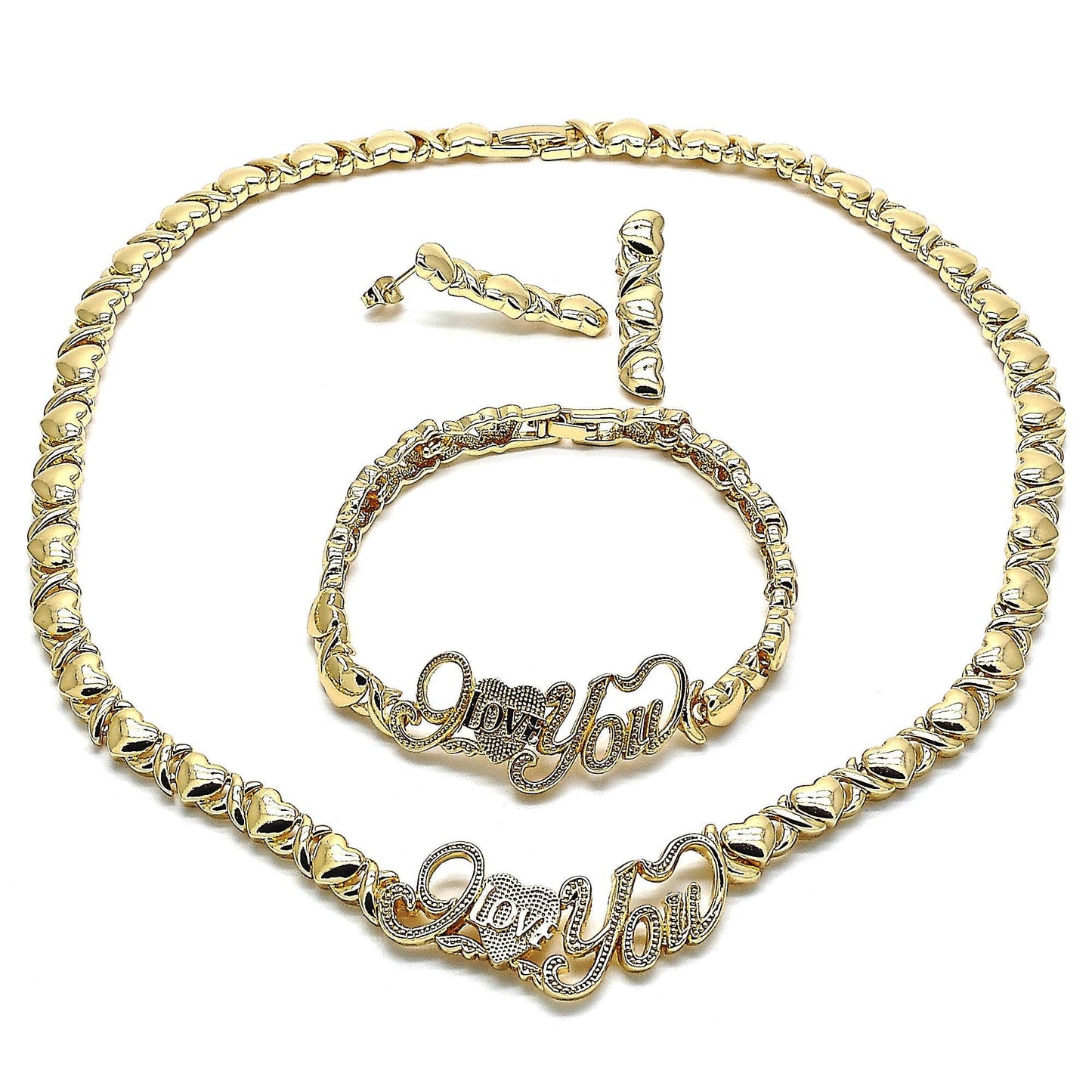 Gold Jewelry Set |HUGS & KISSES Xo Set | 18K Real Gold Filled Jewelry Set | XOXO Necklace Set | Heart Jewelry Set | I Love You Necklace Set