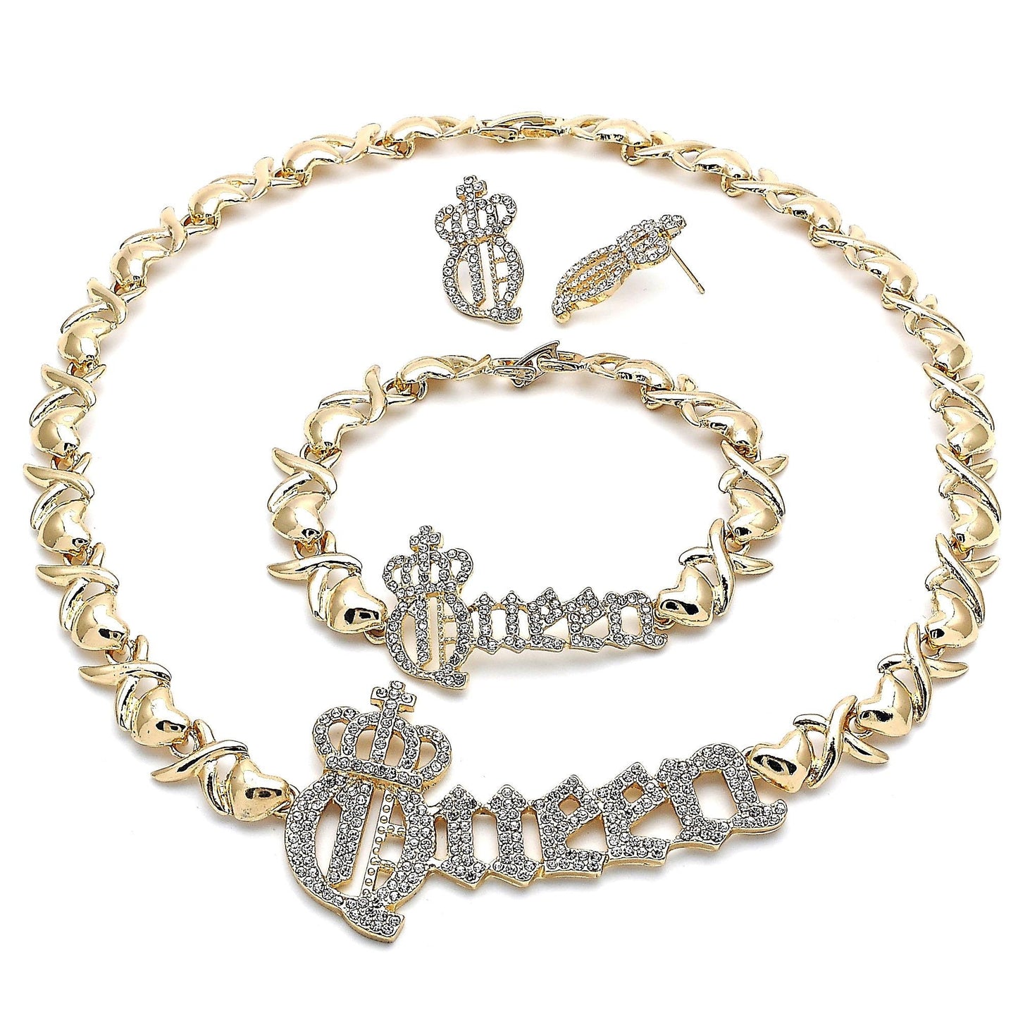 Gold Jewelry Set HUGS & KISSES Gold Necklace | 18K Gold Filled Over Jewelry Set | XOXO Necklace Set | Heart Jewelry Set | Gift For The Queen