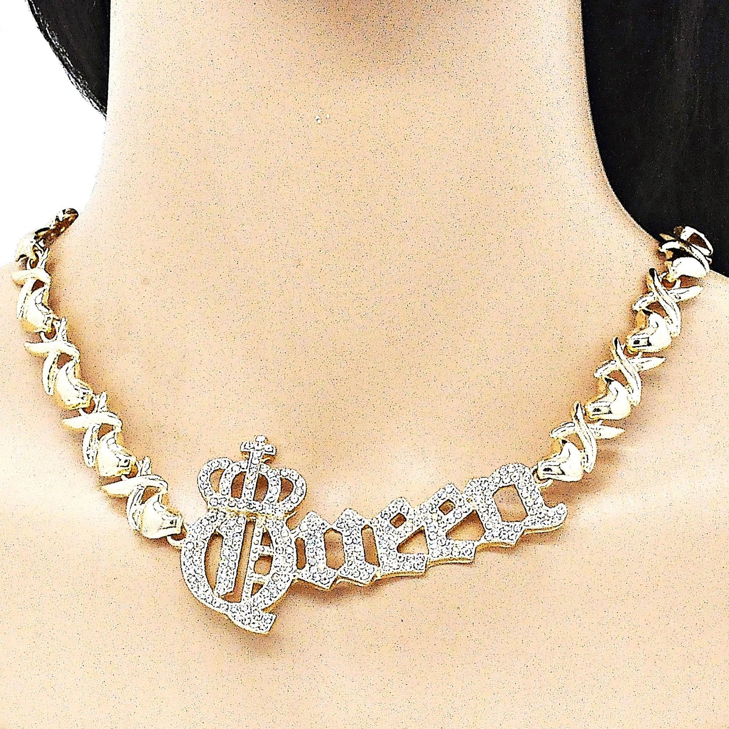 Gold Jewelry Set HUGS & KISSES Gold Necklace | 18K Gold Filled Over Jewelry Set | XOXO Necklace Set | Heart Jewelry Set | Gift For The Queen