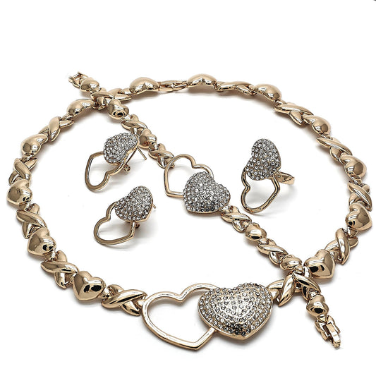 Gold Jewelry Set |HUGS & KISSES Xo Set | 18K Real Gold Filled Jewelry Set | XOXO Necklace Set | Heart Jewelry Set | Gift for Her