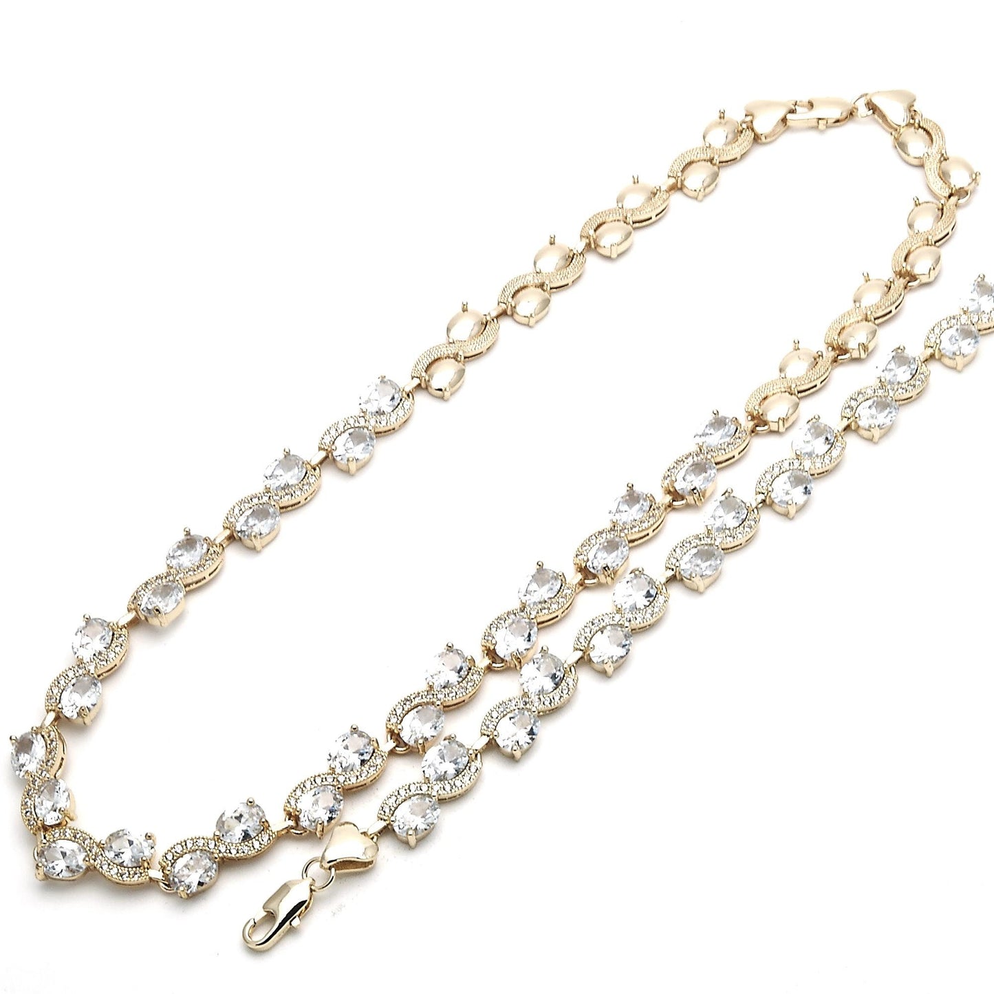 Gold Diamond Tennis Necklace Tennis Bracelet, Gold Filled Necklace,Statement, Wedding, XOXO HUGS & KISSES Necklace, Wedding, Gift For Her