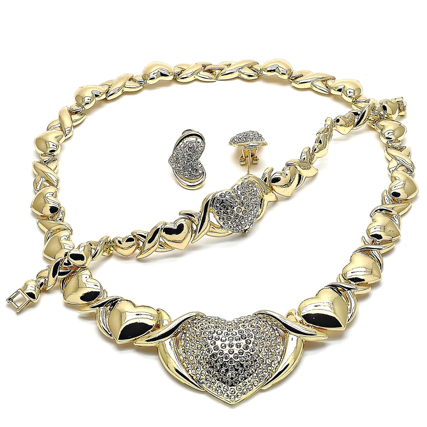 Gold Jewelry Set HUGS & KISSES Gold Necklace  Gold Filled Over Jewelry Set | XOXO Necklace Set | Heart Jewelry Set | Gift For Your Diva
