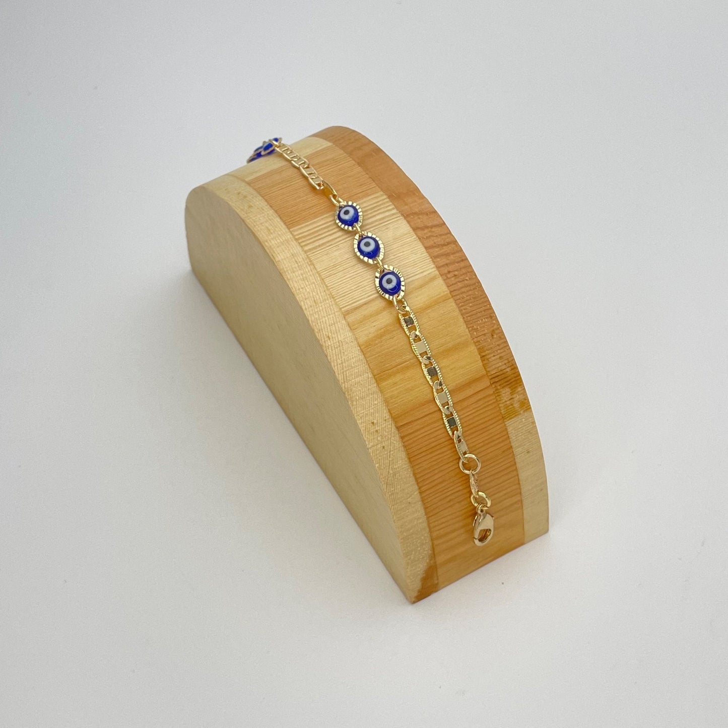 BLUE & WHITE Evil Eye Bracelet | Turkish Eye Gold Bracelet, Greek Eye Gold Bracelet | Evil Eye | Gift for Her, Gold Bracelet 6.5” - 8”