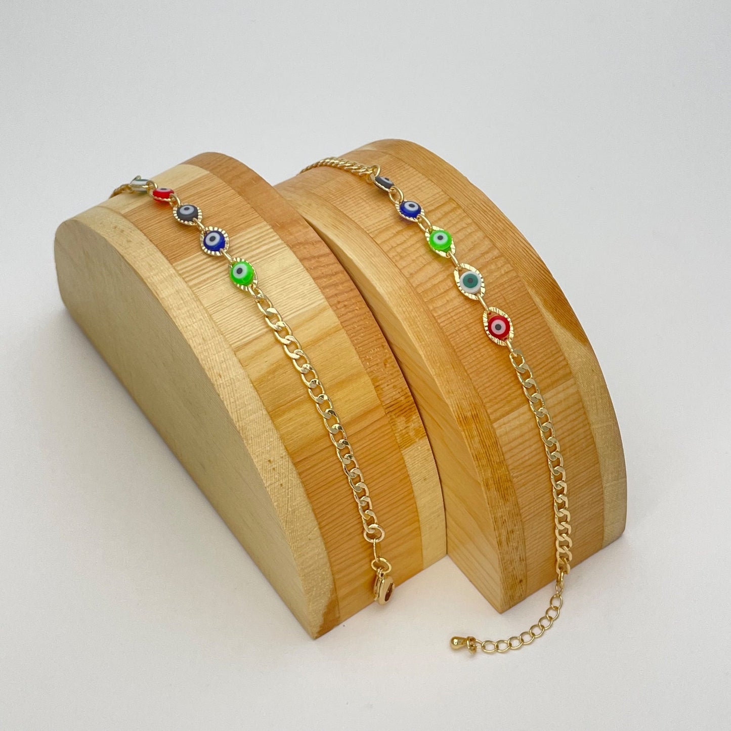 Multicolor Evil Eye Bracelet | Turkish Eye Gold Bracelet, Greek Eye Gold Bracelet | Evil Eye | Gift for Her, Gold Bracelet 6.5” - 8”