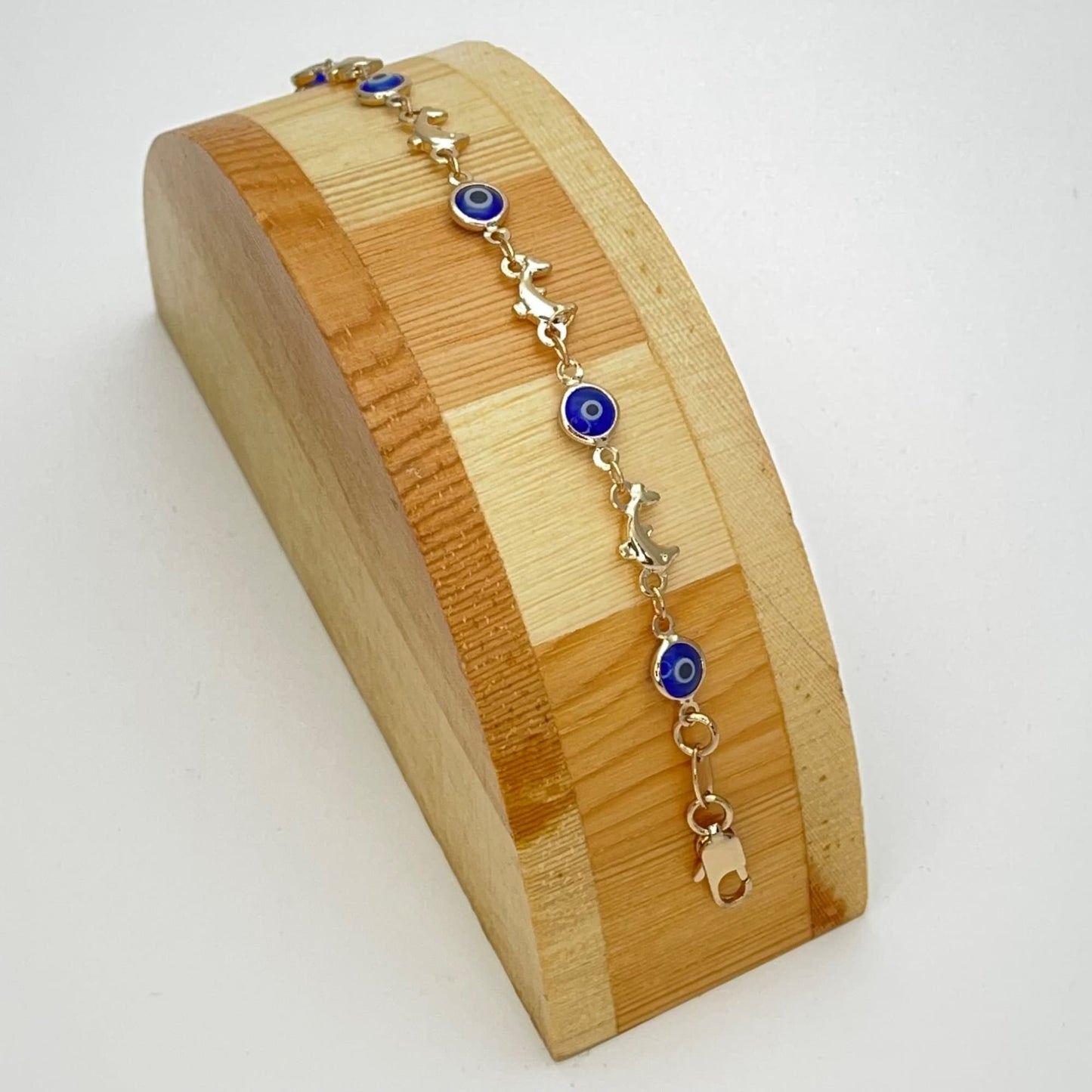 BLUE Evil Eye Bracelet | DOLPHIN Gold Bracelet, | Minimalist Gold Bracelet | Gift for Her, Dainty Gold Bracelet 6.5”  8”