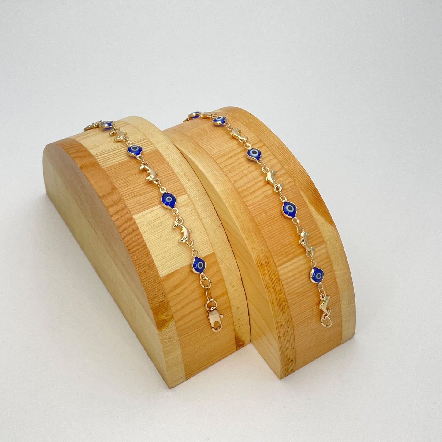 BLUE Evil Eye Bracelet | DOLPHIN Gold Bracelet, | Minimalist Gold Bracelet | Gift for Her, Dainty Gold Bracelet 6.5”  8”