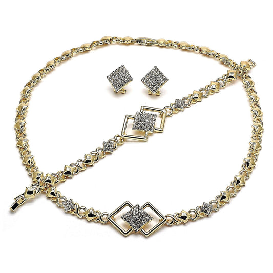 Gold Jewelry Set HUGS and KISSES Gold Necklace | 18K Gold Filled Over Jewelry Set - XOXO Necklace Set | Heart Jewelry Set | Gift For her Mom