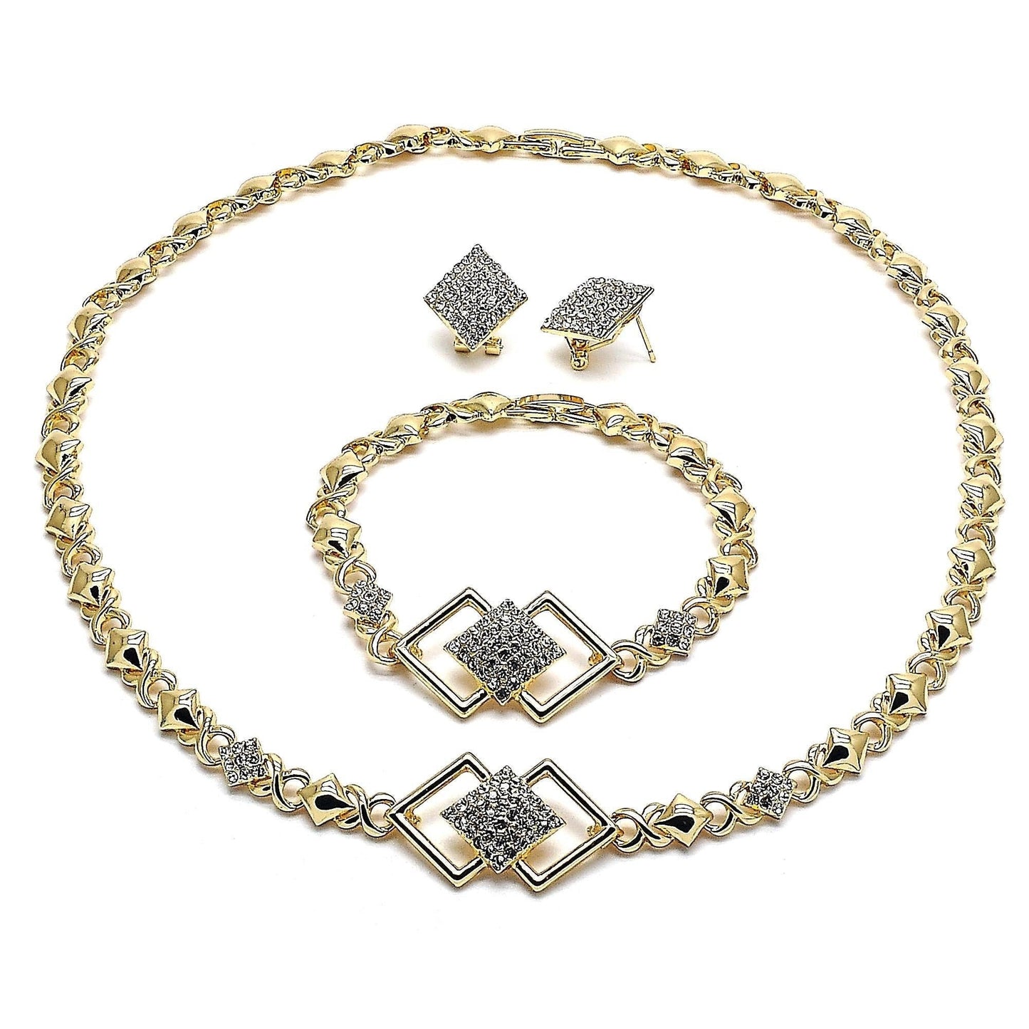 Gold Jewelry Set HUGS and KISSES Gold Necklace | 18K Gold Filled Over Jewelry Set - XOXO Necklace Set | Heart Jewelry Set | Gift For her Mom