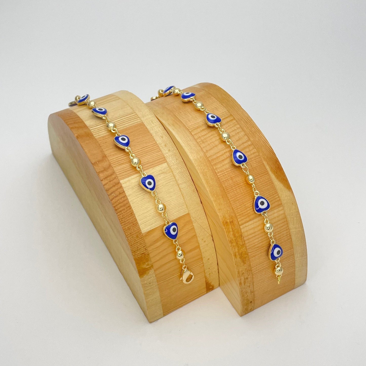 NAVY BLUE Evil Eye Bracelet | Turkish Eye Gold Bracelet | Greek Eye Gold Bracelet, Evil Eye Charm | Gift for Her, Gold Bracelet 6.5  8