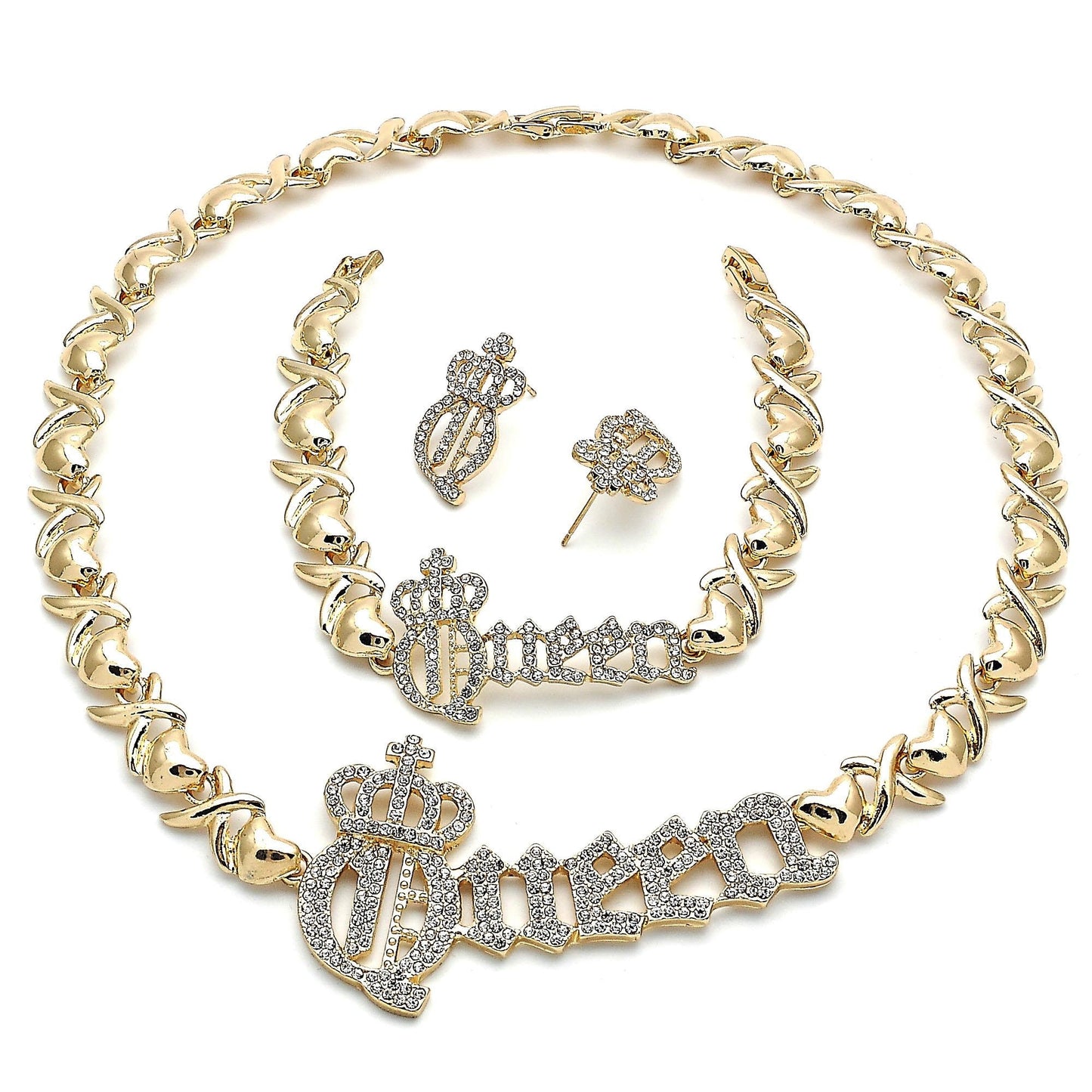 Gold Jewelry Set HUGS & KISSES Gold Necklace | 18K Gold Filled Over Jewelry Set | XOXO Necklace Set | Heart Jewelry Set | Gift For The Queen