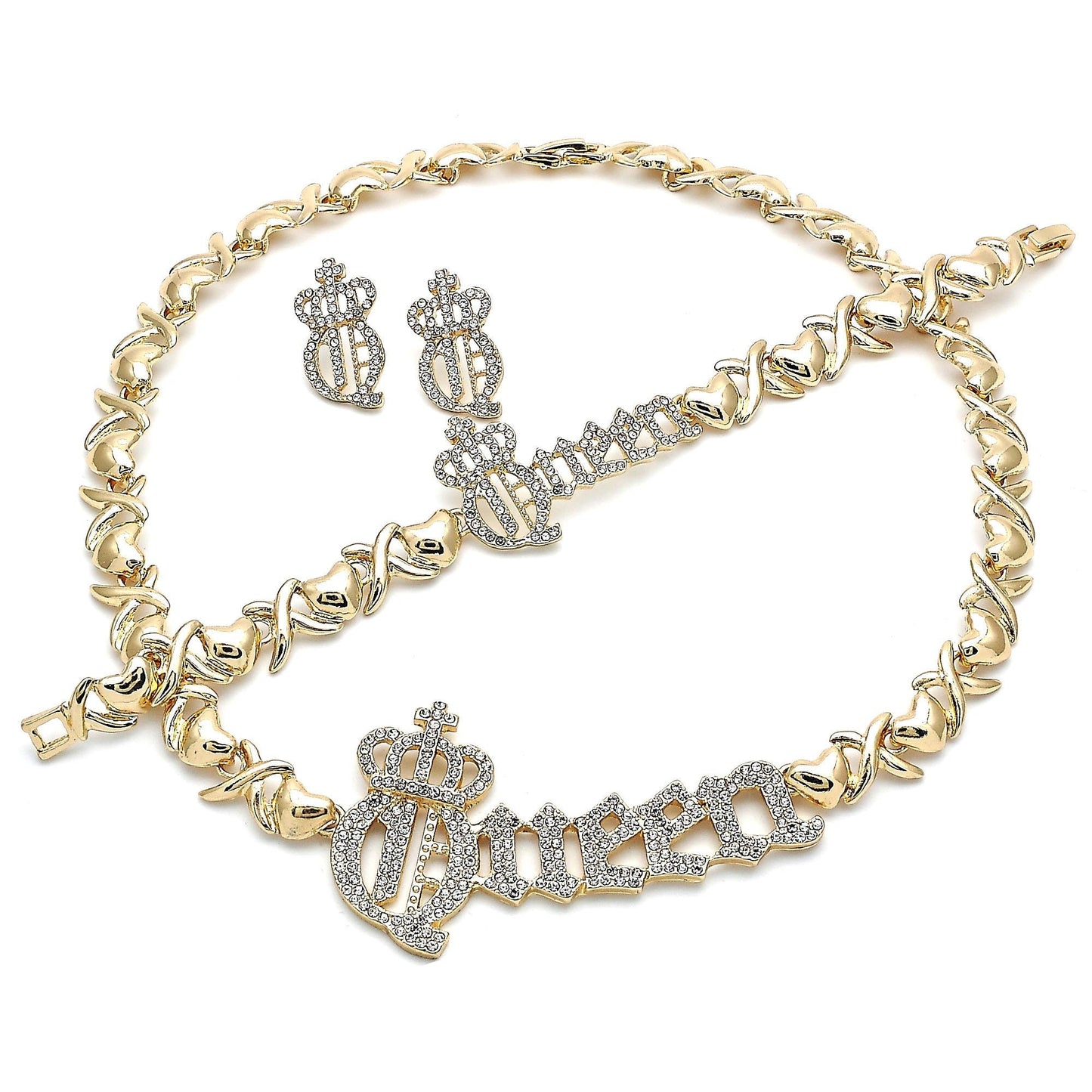 Gold Jewelry Set HUGS & KISSES Gold Necklace | 18K Gold Filled Over Jewelry Set | XOXO Necklace Set | Heart Jewelry Set | Gift For The Queen
