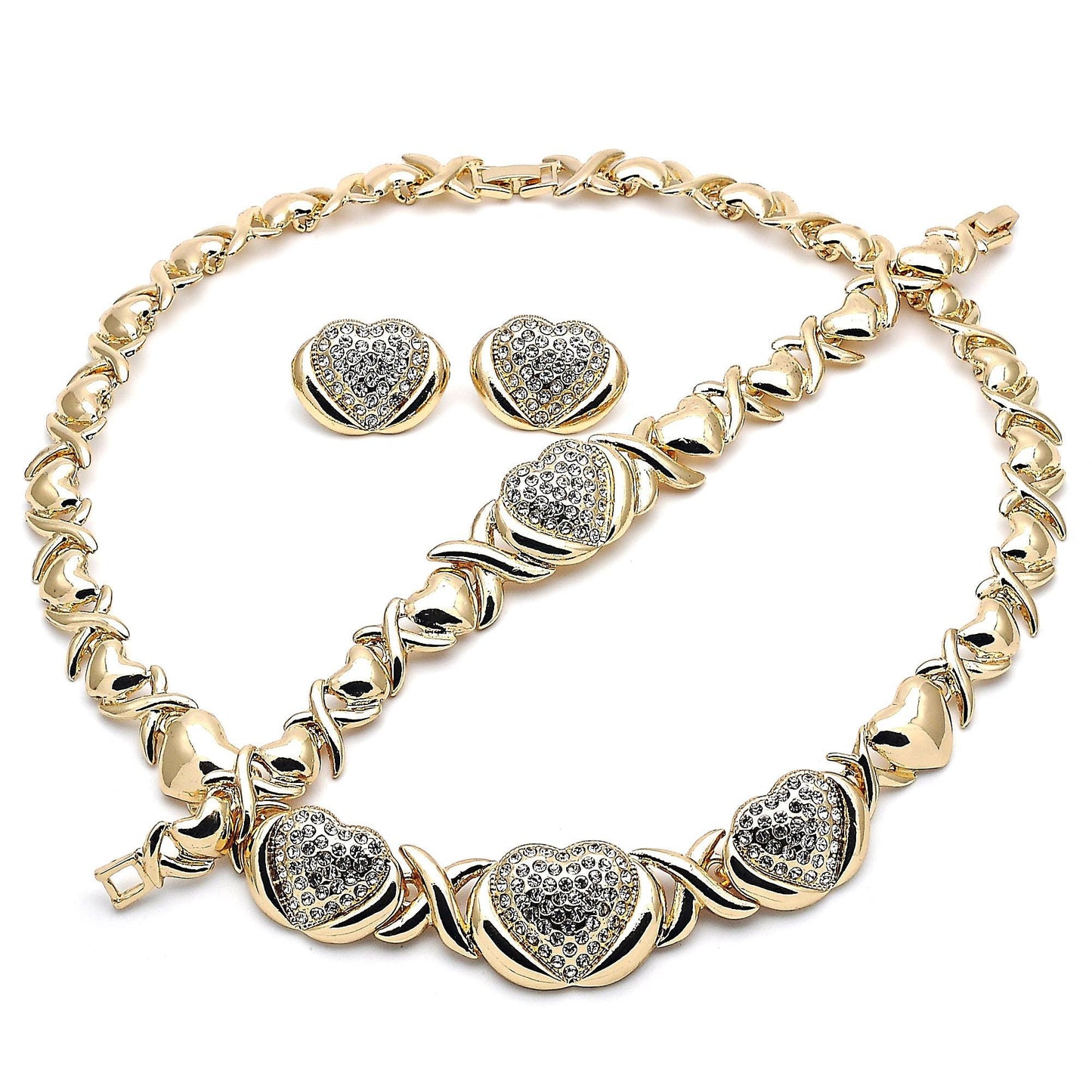 Gold Jewelry Set |HUGS & KISSES Xo Set | 18K Real Gold Filled Jewelry Set | XOXO Necklace Set | Heart Jewelry Set | Gift Jewelry Set