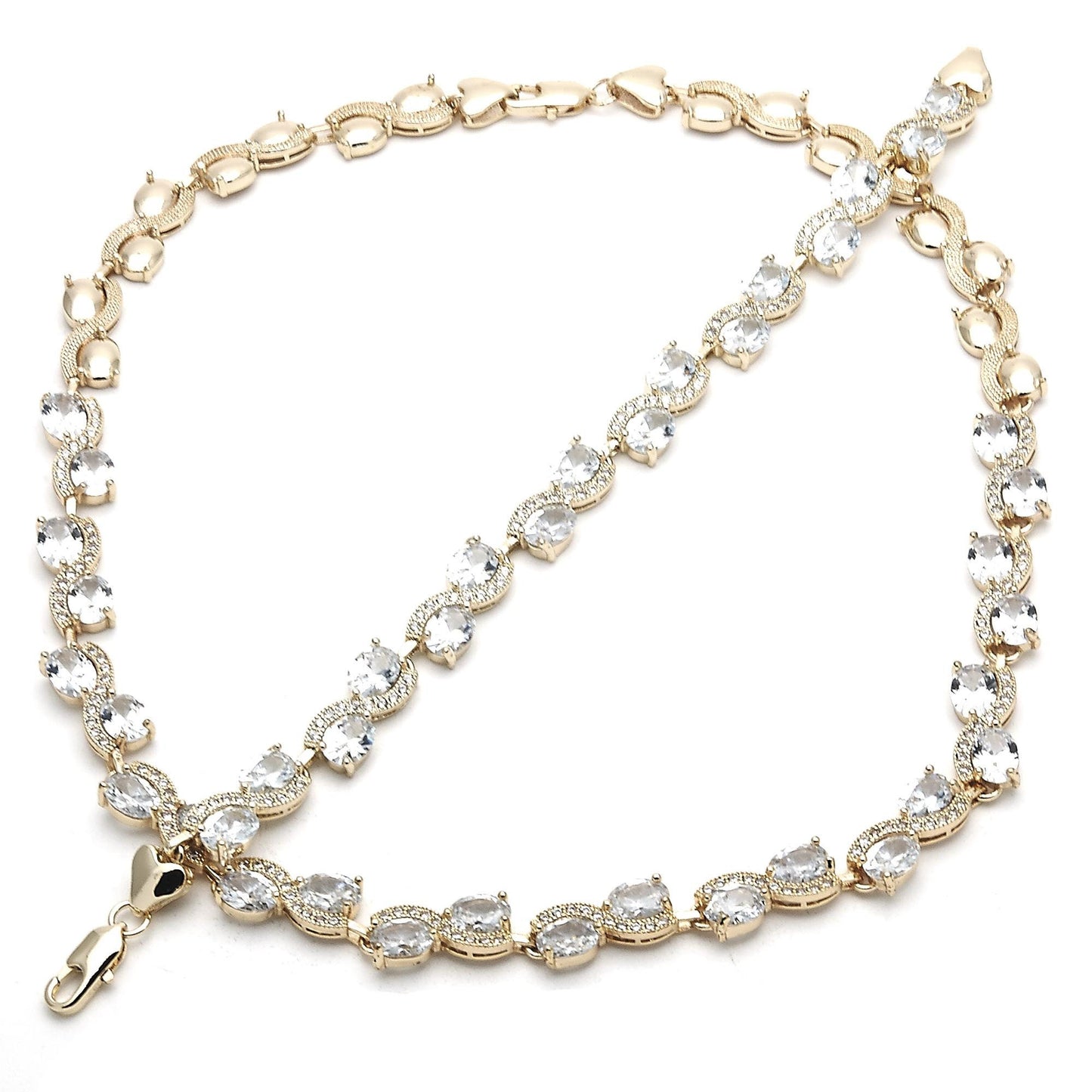 Gold Diamond Tennis Necklace Tennis Bracelet, Gold Filled Necklace,Statement, Wedding, XOXO HUGS & KISSES Necklace, Wedding, Gift For Her