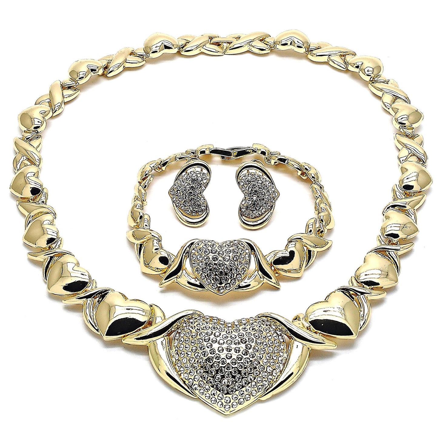 Gold Jewelry Set HUGS & KISSES Gold Necklace  Gold Filled Over Jewelry Set | XOXO Necklace Set | Heart Jewelry Set | Gift For Your Diva