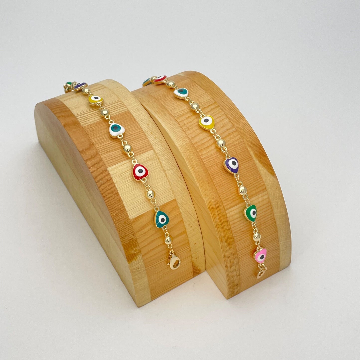 Multicolor Evil Eye Bracelet | Turkish Eye Gold Bracelet | Greek Eye Gold Bracelet, Evil Eye Charm | Gift for Her, Gold Bracelet 6.5”  8”