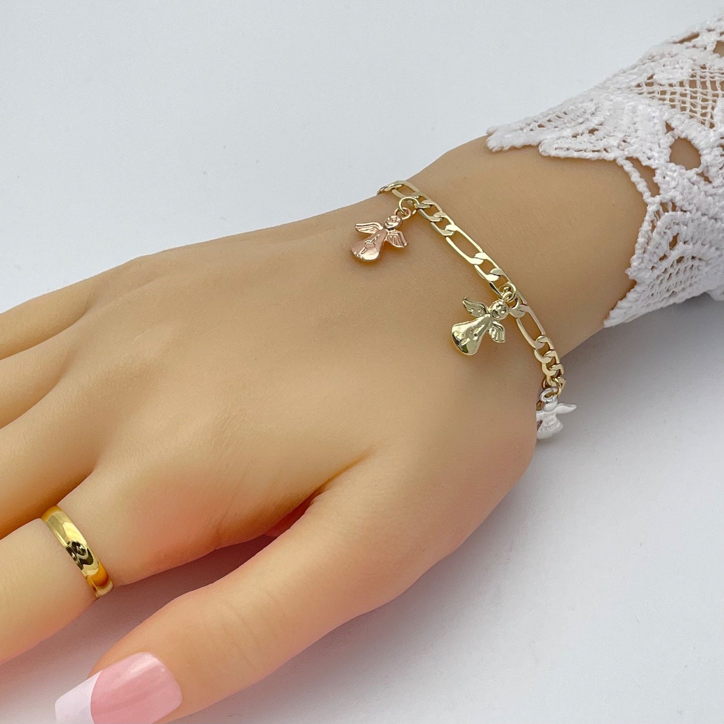 Guardian Angel Bracelet for Women, Gold Charm Bracelet Mix Charms in Yellow Gold, Rose Gold, White Gold, Gift for Her, Handmade Gold Filled