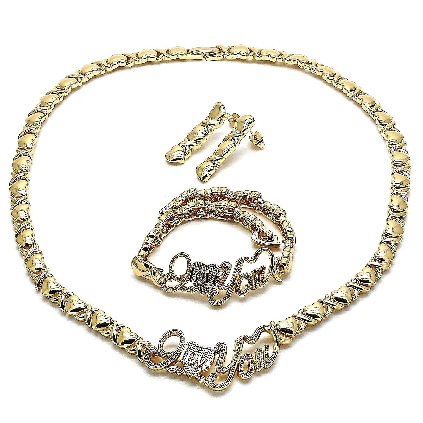Gold Jewelry Set HUGS KISSES Xo Set | 18K Real Gold Filled Jewelry Set | XOXO Necklace Set | Heart Jewelry Set | I Love You Necklace Set