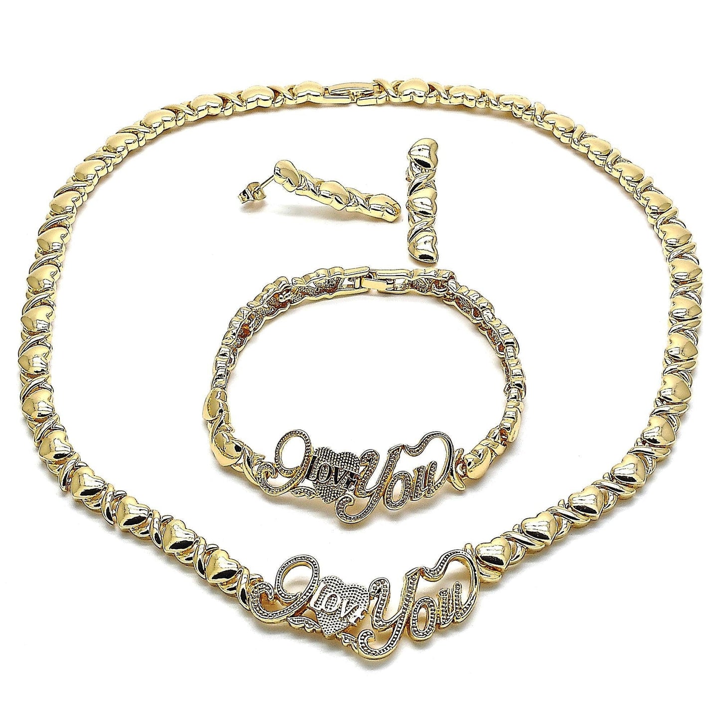 Gold Jewelry Set HUGS KISSES Xo Set | 18K Real Gold Filled Jewelry Set | XOXO Necklace Set | Heart Jewelry Set | I Love You Necklace Set