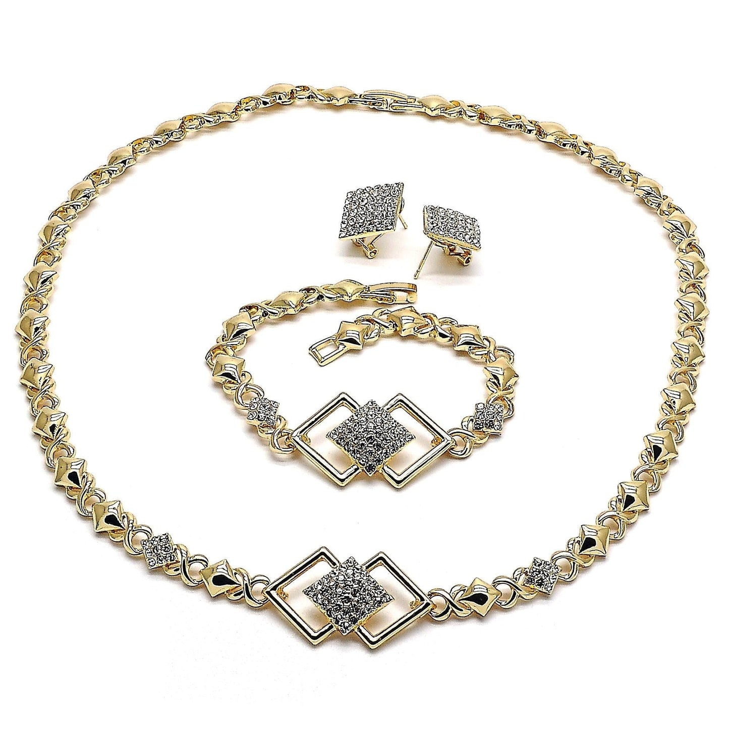 Gold Jewelry Set HUGS and KISSES Gold Necklace | 18K Gold Filled Over Jewelry Set - XOXO Necklace Set | Heart Jewelry Set | Gift For her Mom