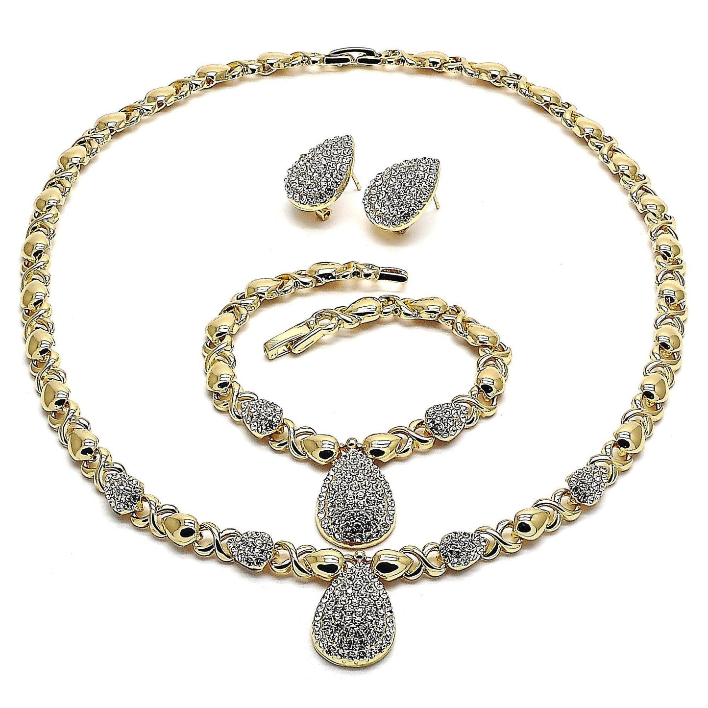Gold Jewelry Set HUGS KISSES Gold Necklace 18K Gold Filled Over Jewelry Set XOXO Necklace Set Heart Jewelry Set Gift For Her and Gift Mom