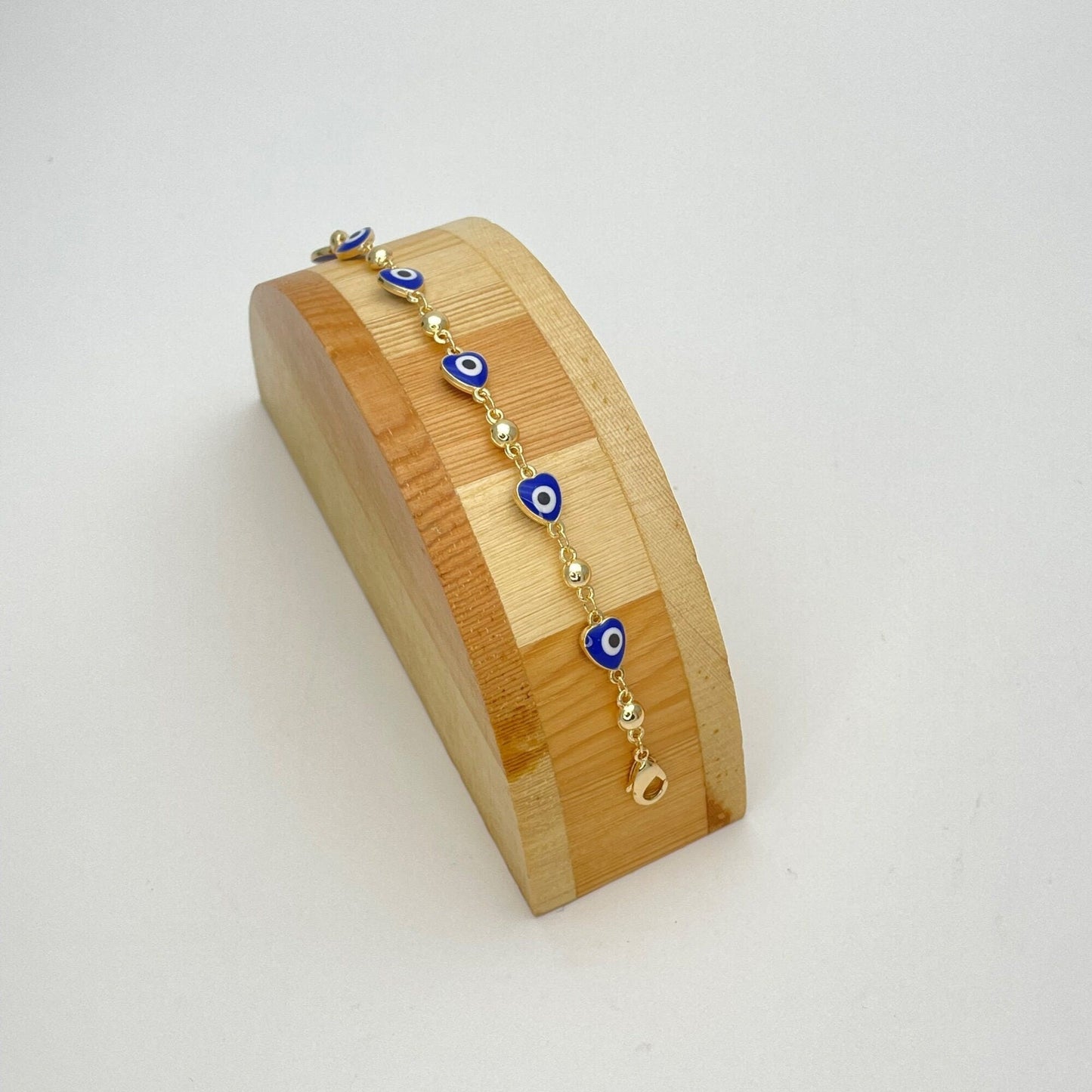 NAVY BLUE Evil Eye Bracelet | Turkish Eye Gold Bracelet | Greek Eye Gold Bracelet, Evil Eye Charm | Gift for Her, Gold Bracelet 6.5  8