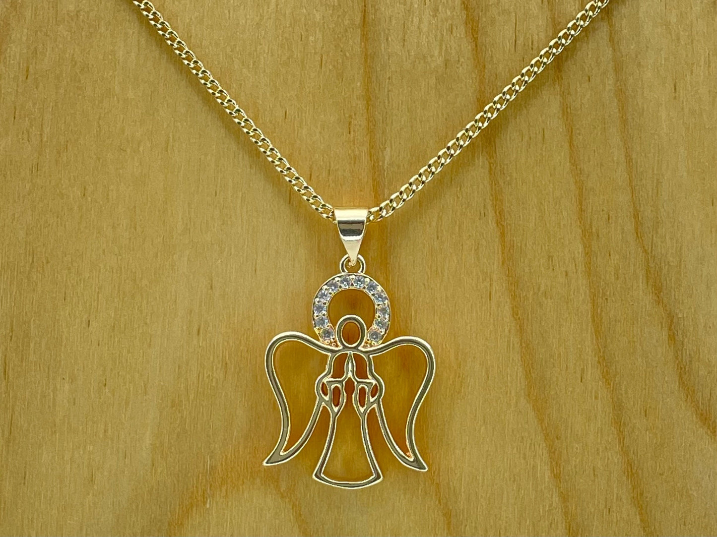 Handmade Gold Angel Chain Necklace  Dainty Angel Pendant With Zirconia on Wing and Chain Gold Filled Jewelry Making Wholesale, Gift for her