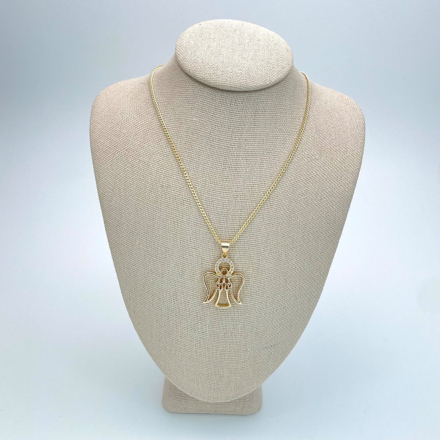 Handmade Gold Angel Chain Necklace  Dainty Angel Pendant With Zirconia on Wing and Chain Gold Filled Jewelry Making Wholesale, Gift for her