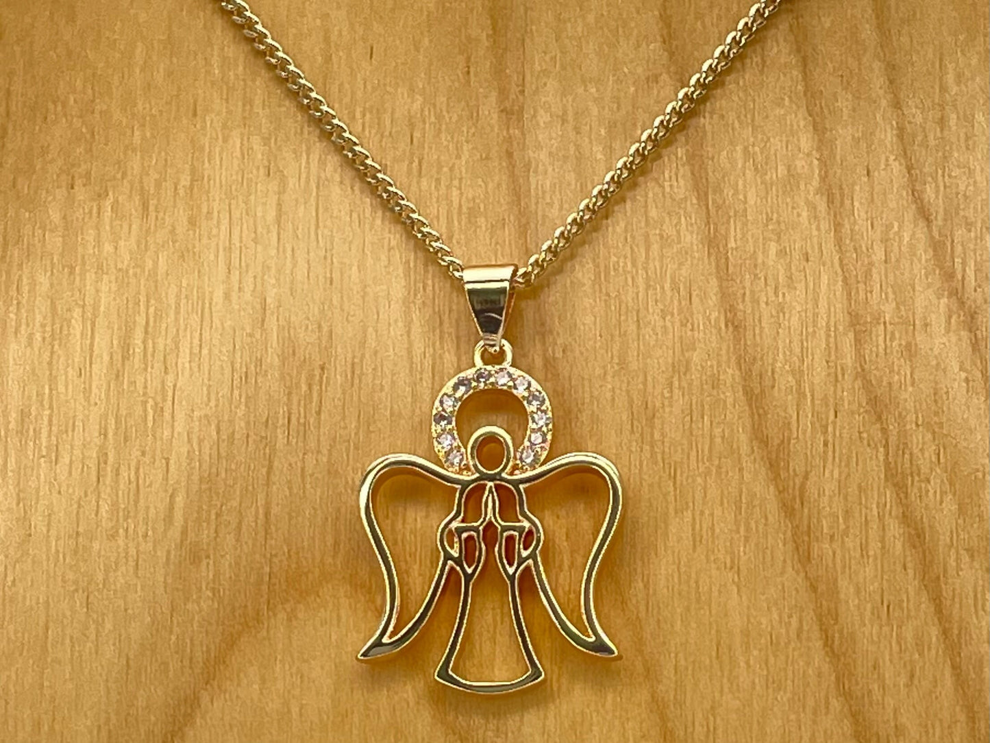 Handmade Gold Flying Angel Chain Necklace Dainty Angel Pendant With All Zirconia Wing and Chain Gold Filled Making Wholesale, Gift for her