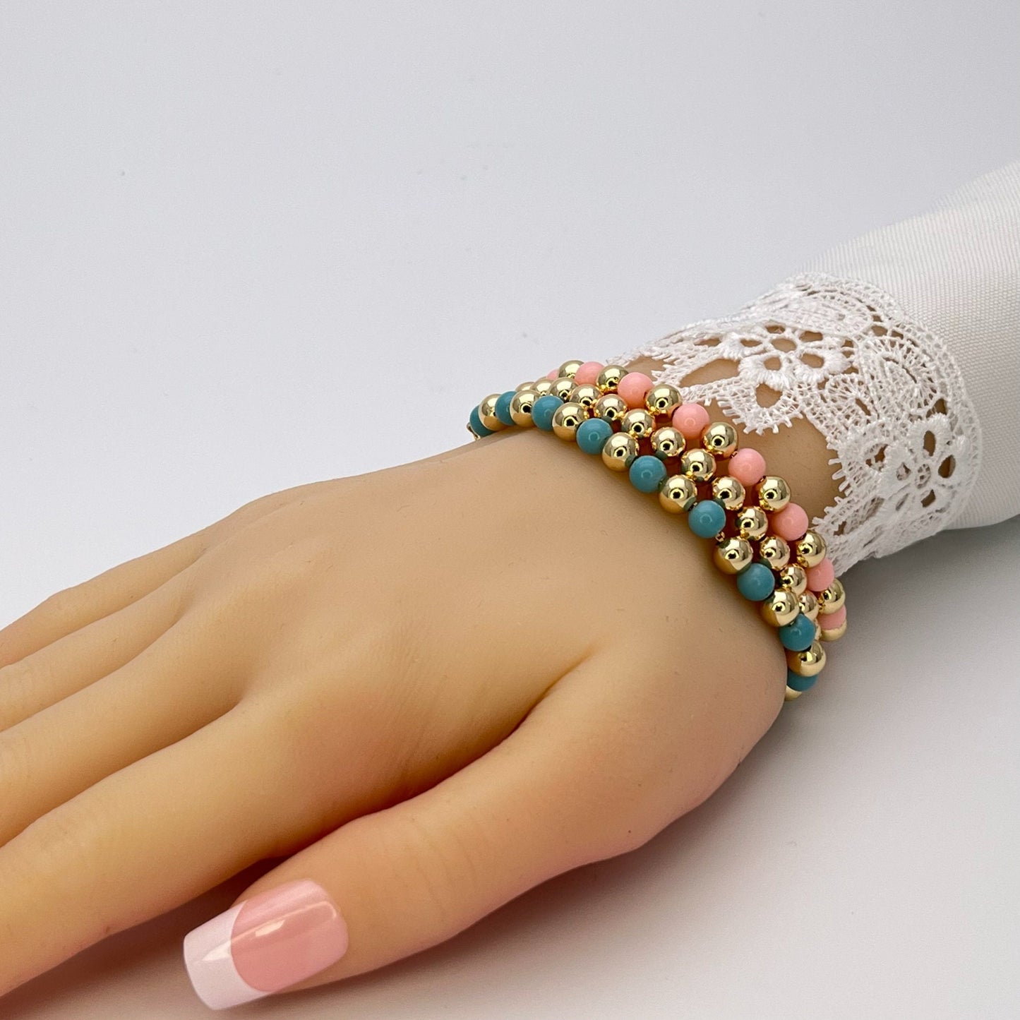 6MM Turquoise Handmade Bracelet | Signature Stackable Gold Filled Bracelet | Synthetic Stone | Adjustable Friendship Bracelet, Gift for Her
