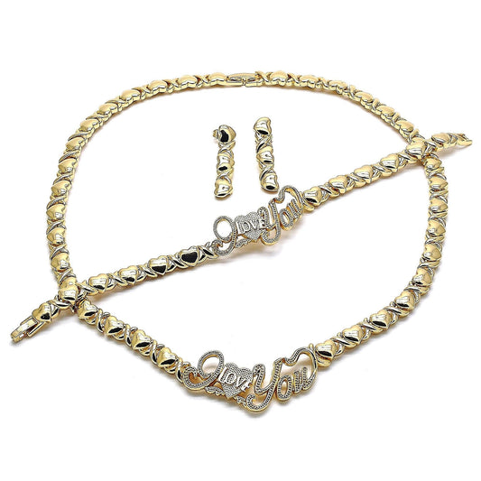 Gold Jewelry Set HUGS KISSES Xo Set | 18K Real Gold Filled Jewelry Set | XOXO Necklace Set | Heart Jewelry Set | I Love You Necklace Set