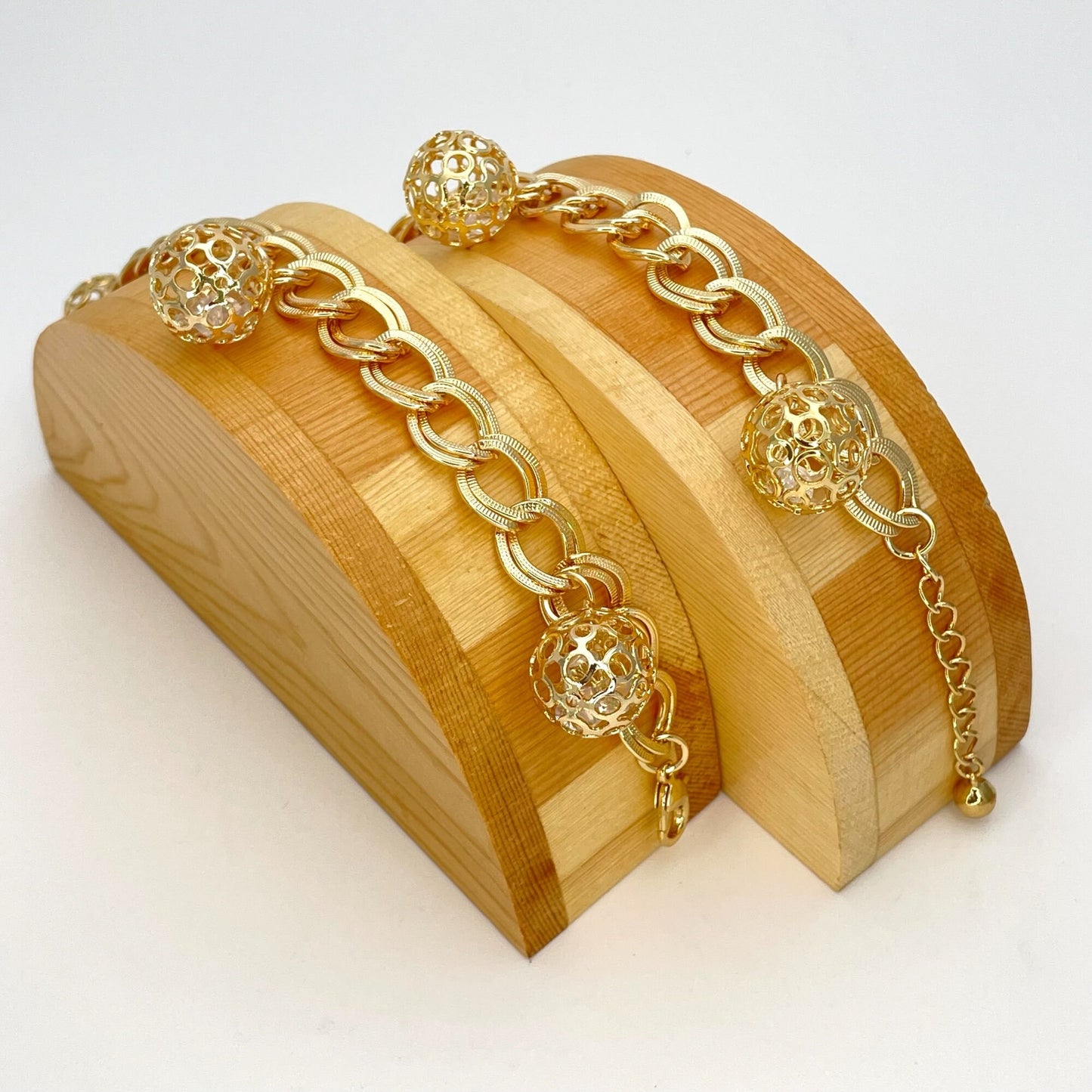Handmade Gold Bracelet, Gift Her with Gold Filled Charm Dainty Bracelet  Chunky and Simple Gold Ball with Dangling CZ Diamond Inside