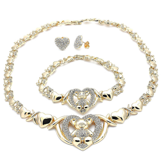 Gold Jewelry Set HUGS and KISSES Gold Necklace 18K Gold Filled Over Jewelry Set | XOXO Necklace Set | Heart Jewelry Set | Gift for Her Mom