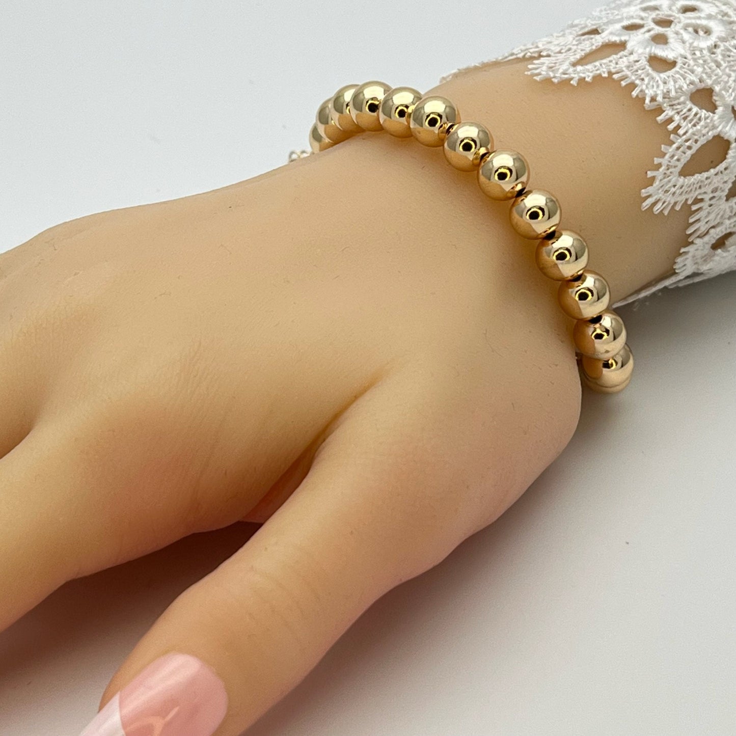 8MM Handmade Gold Bead Bracelet Gold Filled Beaded Bracelet | Signature Adjustable Size Bracelet, Dainty Stackable Bracelet, Gift for Her
