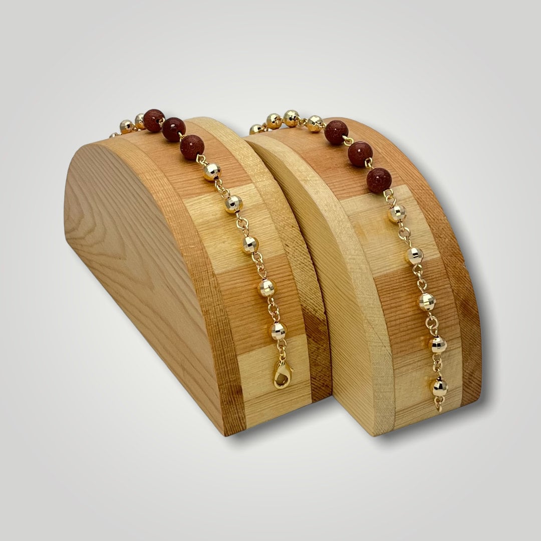 Goldstone Bead Bracelet | Gold Filled Bead Bracelet, Signature Stackable Bracelet | Adjustable Friendship Bracelet, Aventurine Gift for Her.