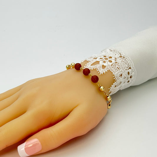 Goldstone Bead Bracelet | Gold Filled Bead Bracelet, Signature Stackable Bracelet | Adjustable Friendship Bracelet, Aventurine Gift for Her.