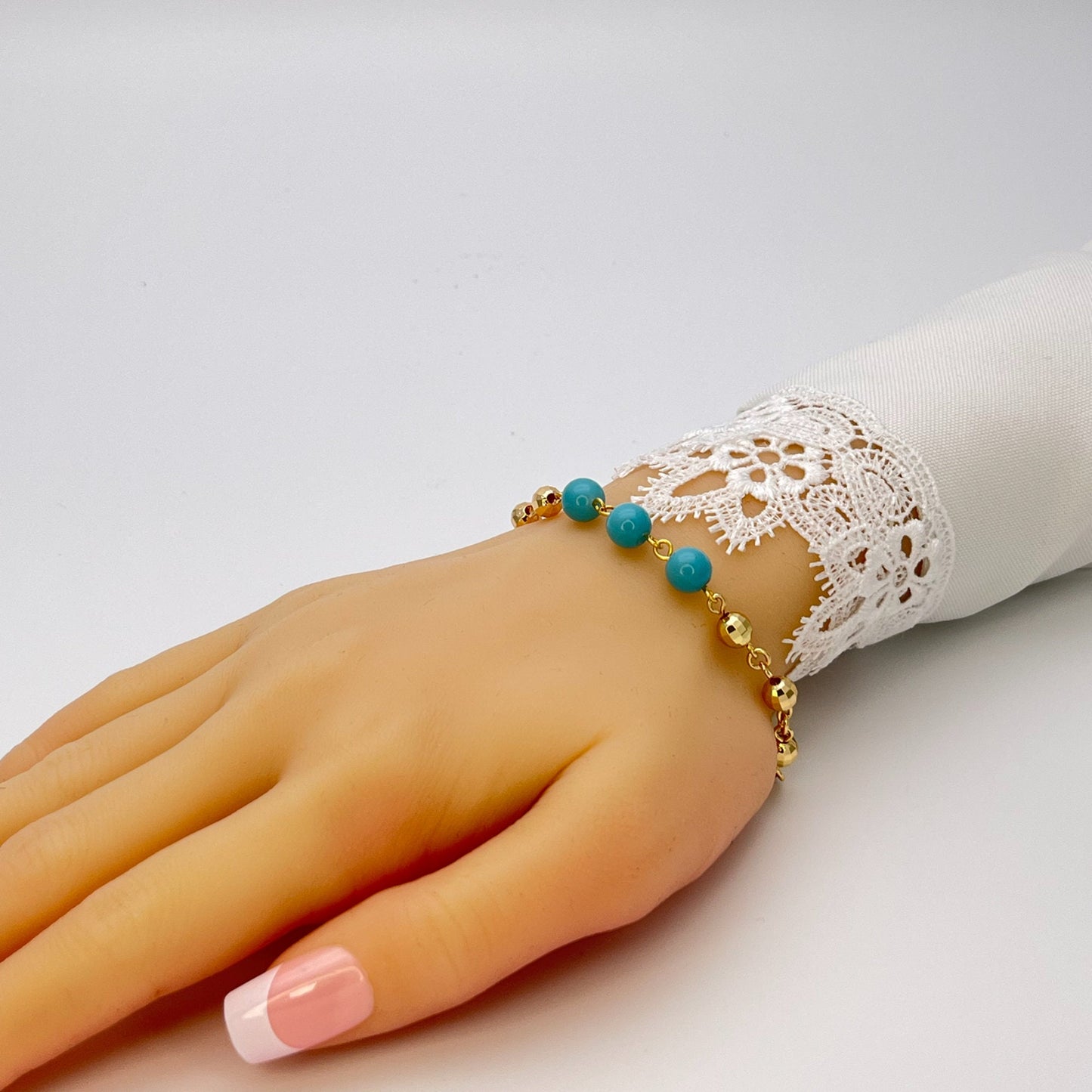 Handmade Turquoise Bracelet | Signature Stackable Gold Filled Bracelet | Synthetic Stone | Adjustable Friendship Bracelet, Gift for Her