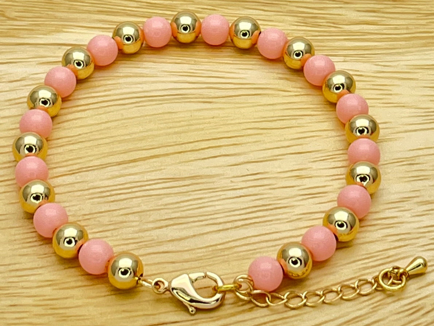 6MM Coral Bead Handmade Bracelet | Signature Stackable Gold Filled Bracelet | Synthetic Stone | Adjustable Friendship Bracelet, Gift for Her