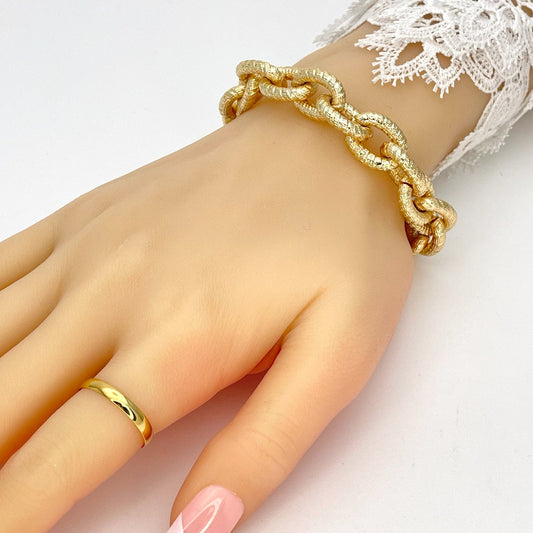 Handmade 8.0 MM Transversal Miami Cuban Gold Bracelet Gold Filled Thick Bracelet Diamond Cut, Gift Her, gift for Best Friend 14K Gold Finish