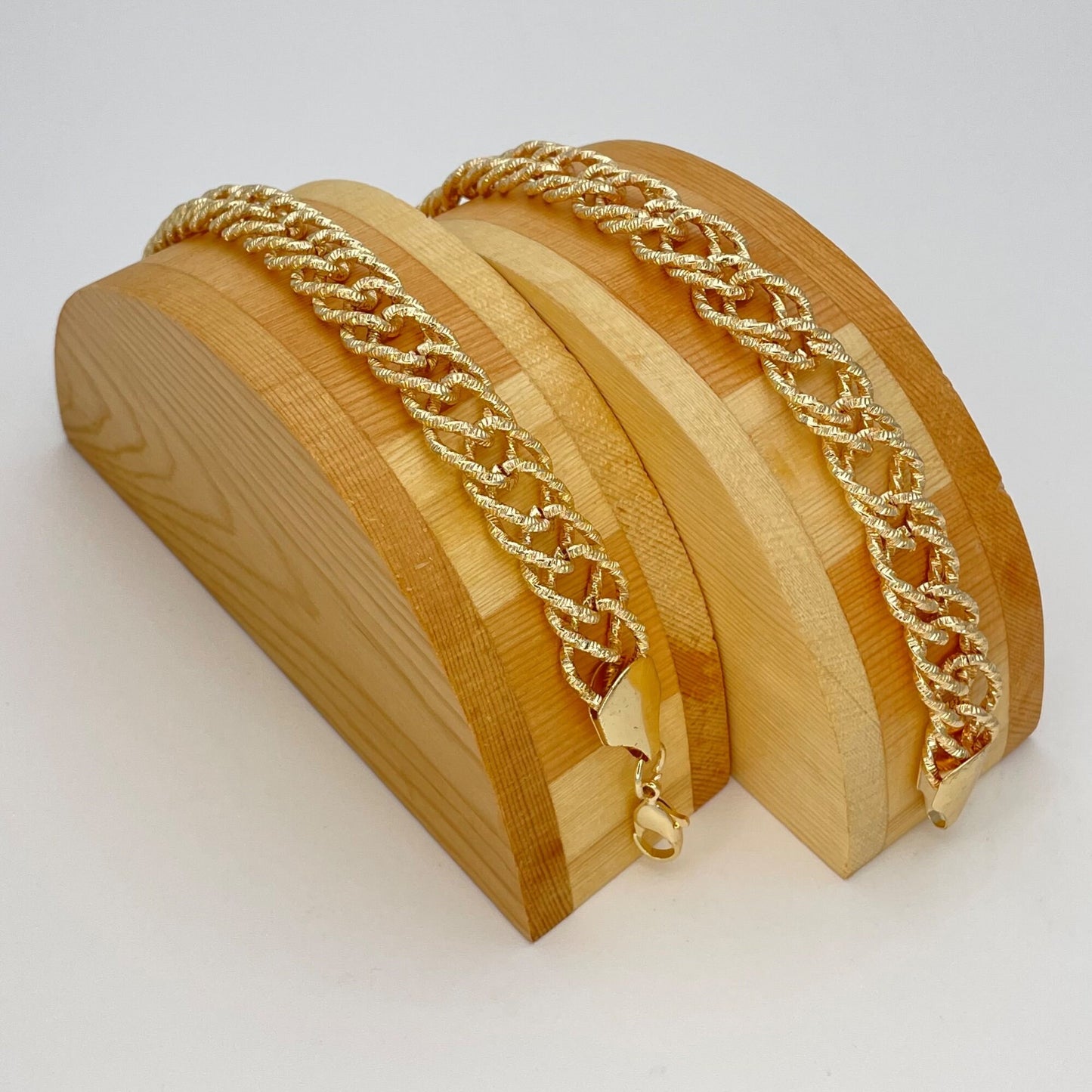 9MM Handmade Statement Double Link Gold Chain Bracelet, Gift Her, Gold Filled Statement Dainty but Chunky, Full Diamond Cut Chain Bracelet