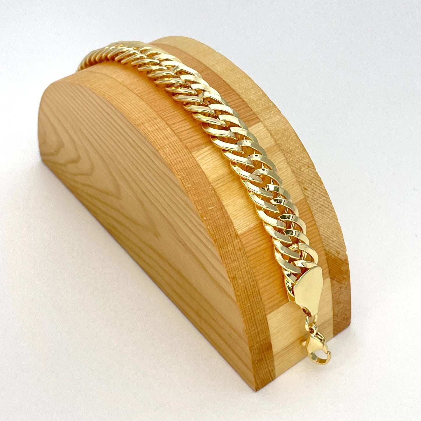 9MM Handmade Statement Plain Double Link Gold Chain Bracelet, Gift Her, Gold Filled Statement Dainty but Chunky Double Link Chain Bracelet