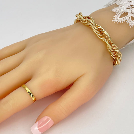 9MM Handmade Statement Thick Gold Bracelet Gold Filled Chunky Bracelet Light Diamond Cut, Gift Her, Gift for Best Friend 14K Gold Finish