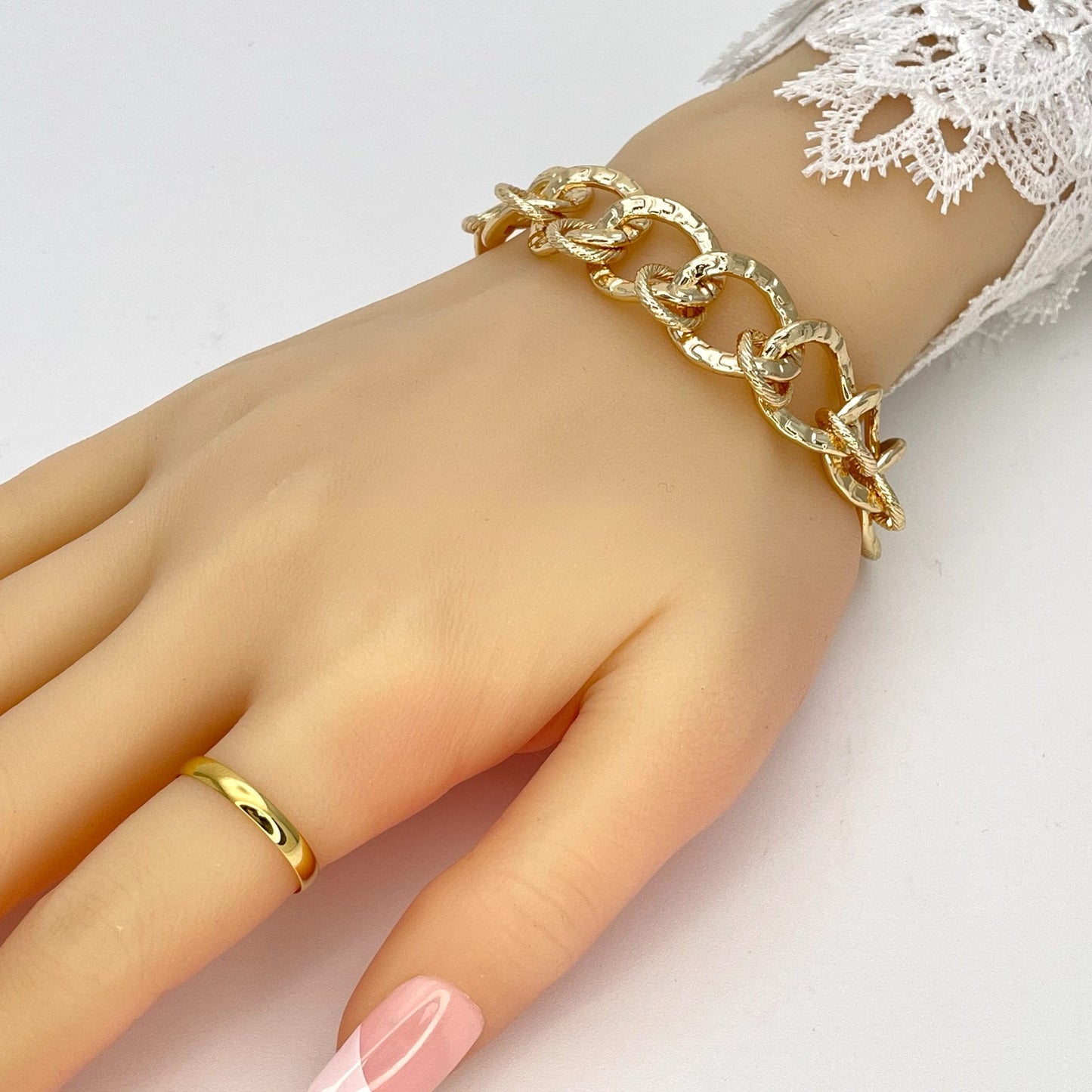 9MM Handmade Statement Gold Chain Bracelet, Big in Style, Gift Her, Gold Filled Statement Dainty but Chunky Diamond Cut Chain Bracelet