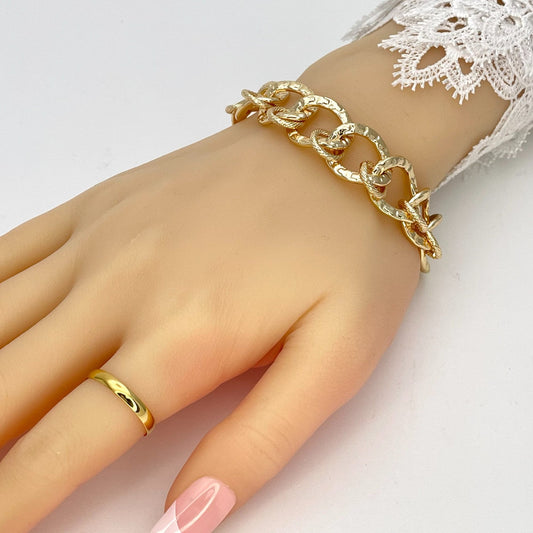 9MM Handmade Statement Gold Chain Bracelet, Big in Style, Gift Her, Gold Filled Statement Dainty but Chunky Diamond Cut Chain Bracelet