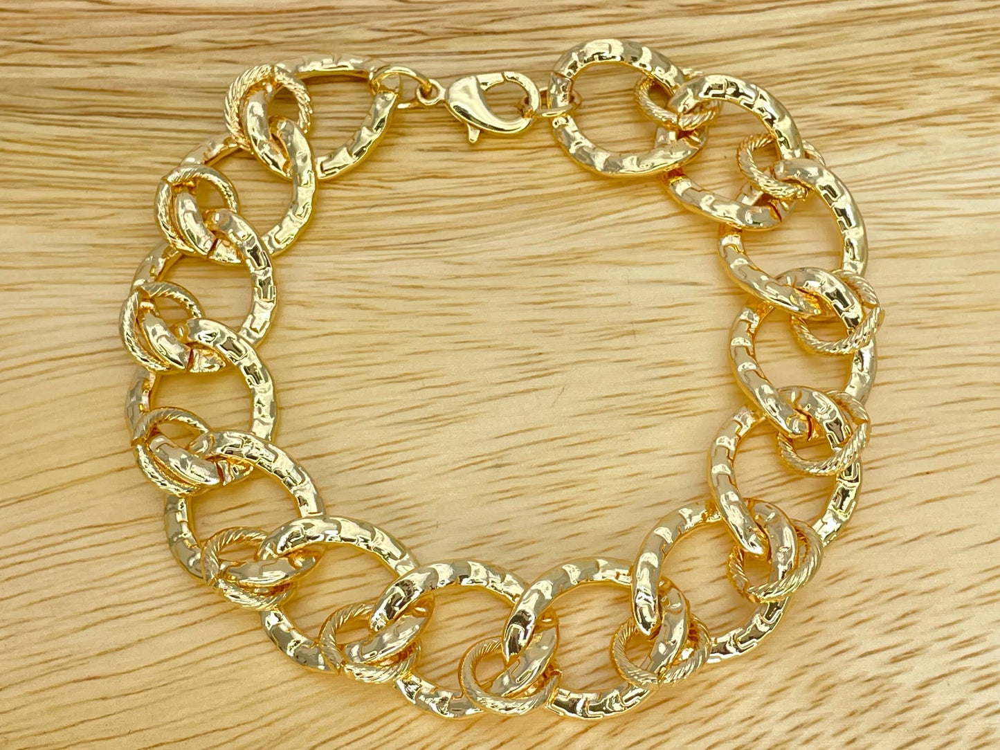 9MM Handmade Statement Gold Chain Bracelet, Big in Style, Gift Her, Gold Filled Statement Dainty but Chunky Diamond Cut Chain Bracelet