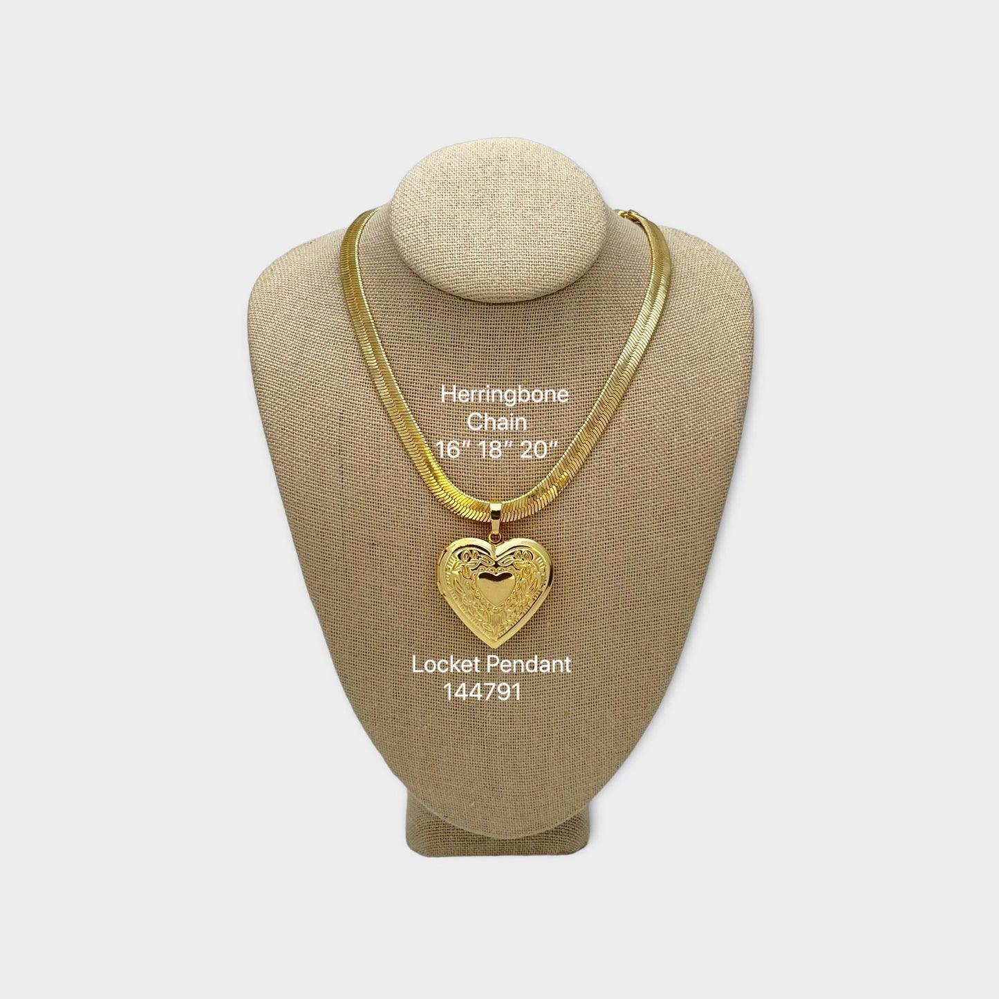 Gold Locket Photo Insert Slot Pendant, Gold Charm, Gold Herringbone Chain with extra light free chain Gift for her Gift for Mom, Gold Finish